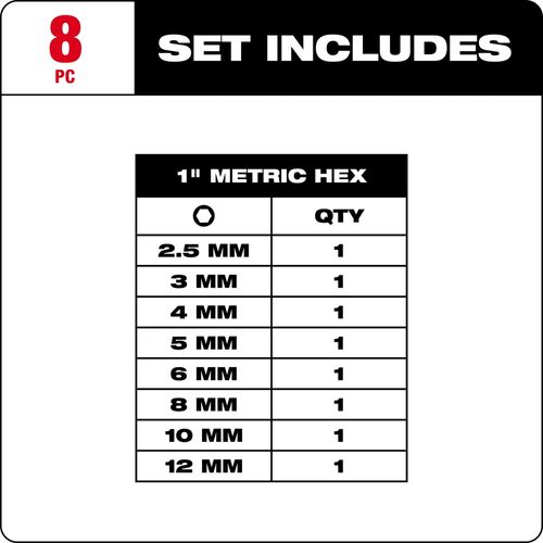 Main product image of 8 Piece SHOCKWAVE Impact Duty 1" METRIC HEX Impact Duty Bit Set, 48-32-4617
