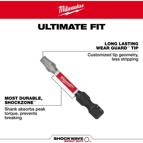 Main product image of SHOCKWAVE Impact Duty 2" TORX T10 Power Bits (Pack of 5), 48-32-4682