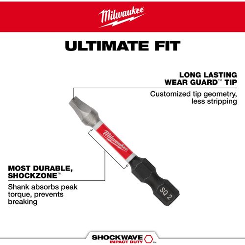 Main product image of SHOCKWAVE Impact Duty 2" SQ1 Bit (Pack of 2), 48-32-4971