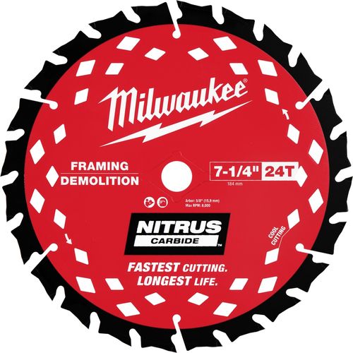 Main product image of 7-1/4" 24T NITRUS Carbide Framing & Demolition Circular Saw Blade - (Pack of 3), 48-40-0753