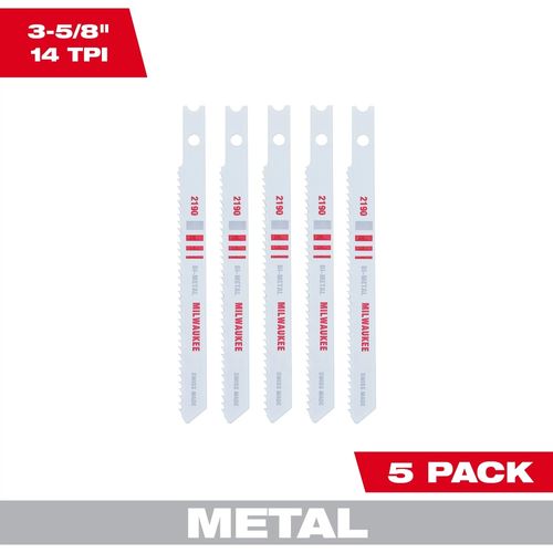 Main product image of 3-5/8" 14TPI U-Shank Metal Cutting Bi-Metal Jig Saw Blades (Pack of 5), 48-42-2190