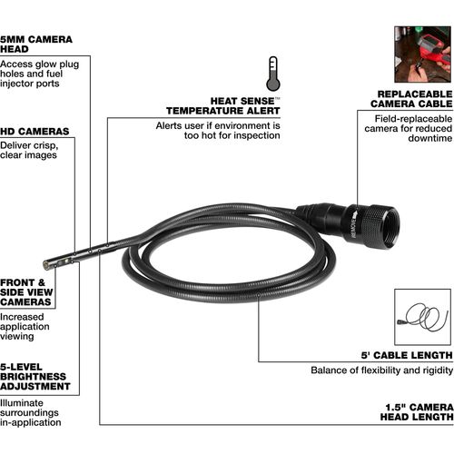 Main product image of 5mm 5' Borescope Camera Cable, 48-53-3151