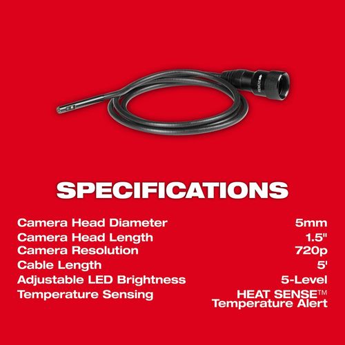Main product image of 5mm 5' Borescope Camera Cable, 48-53-3151
