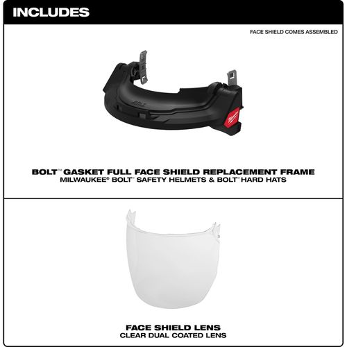Main product image of BOLT Gasketed Full Face Shield - Clear Dual Coat Lens (For BOLT Safety Helmets & BOLT Hard Hats)