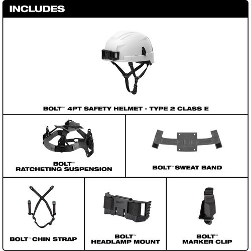 Main product image of BOLT 4PT Grey Non-Vented Safety Helmet - Type 2, Class E, 48-73-1515
