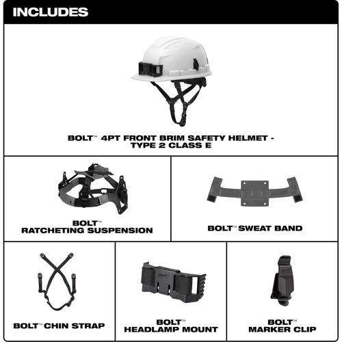 Main product image of BOLT 4PT Safety Orange Front Brim Non-Vented Safety Helmet - Type 2, Class E, 48-73-1533