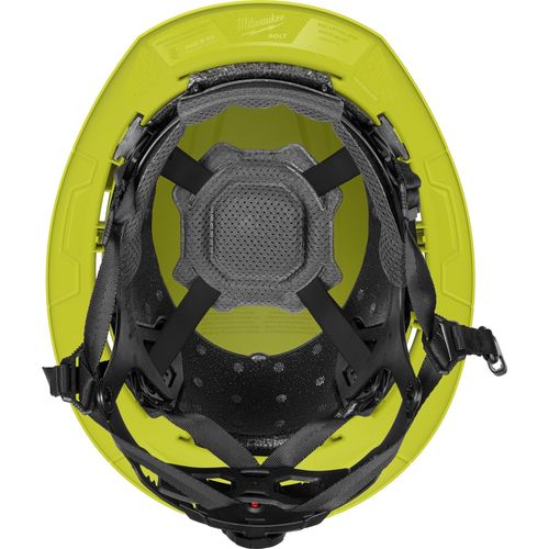 Main product image of BOLT 4PT High Visibility Green Full Brim Non-Vented Safety Helmet - Type 2, Class E, 48-73-1557