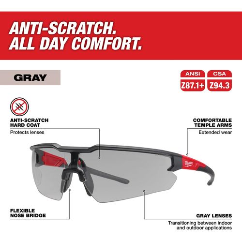Main product image of Safety Glasses - Gray Anti-Scratch Lenses, 48-73-2105