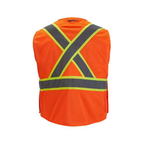 Main product image of Class 2 Breakaway High Visibility Orange Mesh Safety Vest, ANSI/CSA (Large/XL), 48-73-5176
