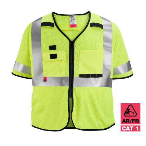 Main product image of AR/FR Cat. 1 Class 3 High Visibility Yellow Mesh Safety Vest (2XL/3XL), 48-73-5223