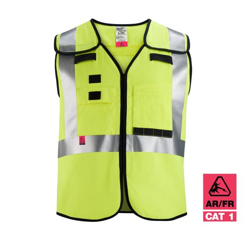 Main product image of AR/FR Cat. 1 Class 2 Breakaway High Visibility Yellow Safety Vest, ANSI/CSA (4XL/5XL), 48-73-5314