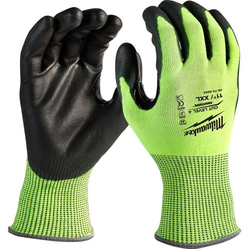 Main product image of Pack of 12 High Visibility Cut Level 4 Polyurethane Dipped Gloves (2XL) 48-73-8944B