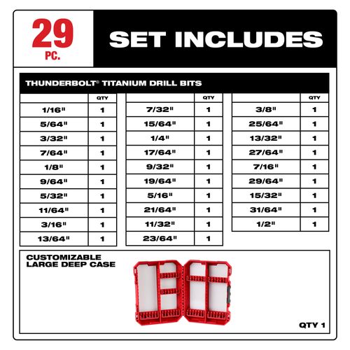 Main product image of 29 Piece THUNDERBOLT Titanium Drill Bit Set , 48-89-0012