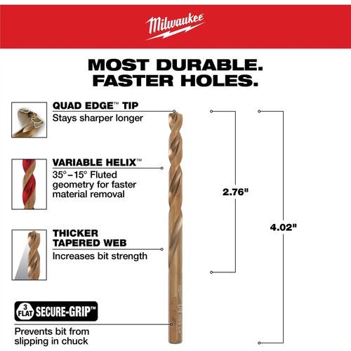 Main product image of 1/4" COBALT RED HELIX Drill Bit, 48-89-2313