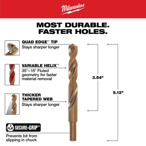 Main product image of 1/2" COBALT RED HELIX Drill Bit, 48-89-2329