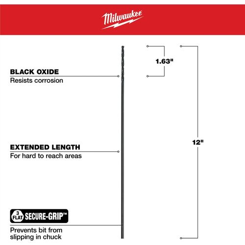 Main product image of 1/8" x 12" Aircraft Length Black Oxide Drill Bit, 48-89-2770