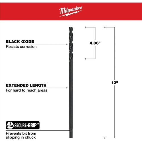 Main product image of 7/16" x 12" Aircraft Length Black Oxide Drill Bit, 48-89-2775