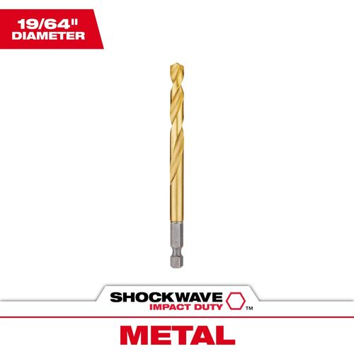 Main product image of 19/64" SHOCKWAVE Impact Duty RED HELIX Titanium Drill Bit, 48-89-4616