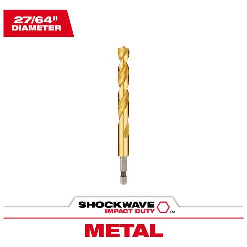 Main product image of 27/64" SHOCKWAVE Impact Duty RED HELIX Titanium Drill Bit, 48-89-4624