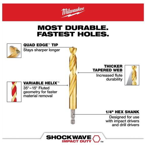 Main product image of 7 Piece SHOCKWAVE Impact Duty RED HELIX Titanium Drill Bit Set, 48-89-4637