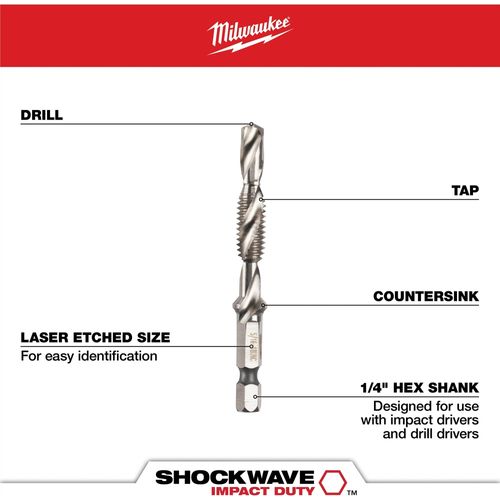 Main product image of SHOCKWAVE Impact Duty 1/4-20 UNC Drill and Tap Bit, 48-89-4873