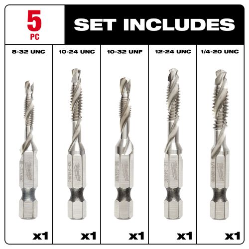 Main product image of 5 Piece SHOCKWAVE Impact Duty Drill and Tap Bit Set, 48-89-4874