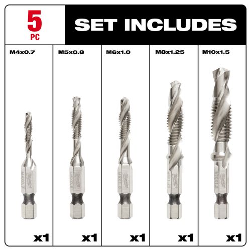 Main product image of 5 Piece SHOCKWAVE Impact Duty Metric Drill and Tap Bit Set, 48-89-4875