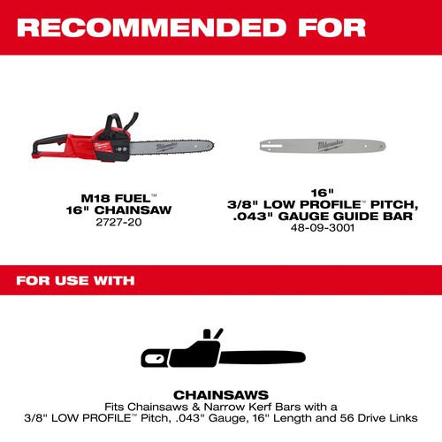 Main product image of 16" 3/8" LOW PROFILE Pitch, .043" Gauge Saw Chain, 49-16-2715