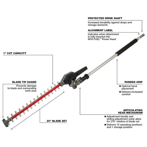 Main product image of M18 FUEL QUIK-LOK Articulating Hedge Trimmer Attachment, 49-16-2719