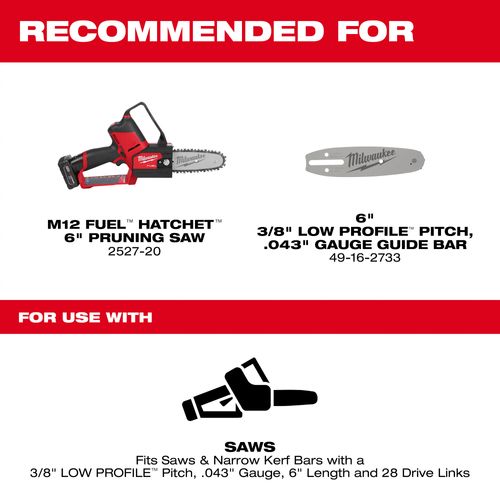 Main product image of 6" 3/8" LOW PROFILE Pitch, .043" Gauge Saw Chain, 49-16-2732