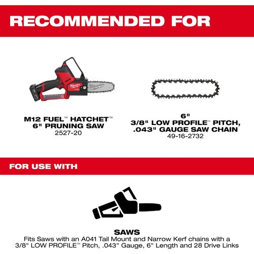 Main product image of 6" 3/8" LOW PROFILE Pitch, .043" Gauge Guide Bar, 49-16-2733
