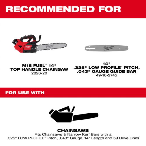 Main product image of 14" .325" LOW PROFILE Pitch, .043" Gauge Saw Chain, 49-16-2744