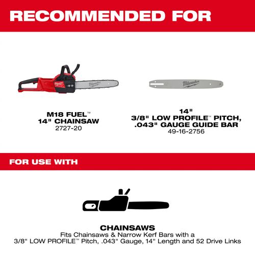 Main product image of 14" 3/8" LOW PROFILE Pitch, .043" Gauge Saw Chain, 49-16-2749