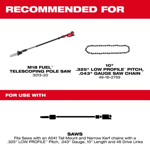 Main product image of 10" .325" LOW PROFILE Pitch, .043" Gauge Guide Bar, 49-16-2760