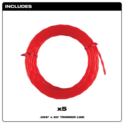 Main product image of .095" x 20' Pre-Cut Twisted Trimmer Line (5 Pack), 49-16-2782