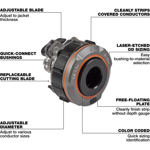 Main product image of 1" - 1.3" Adjustable Bushing for M18 FUEL Covered Conductor Cable Stripper, 49-16-B131