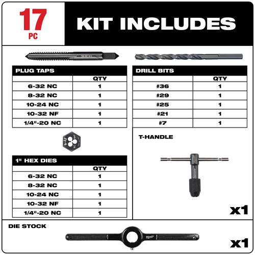 Main product image of 17 piece SAE Tap and Die Set, 49-22-5600