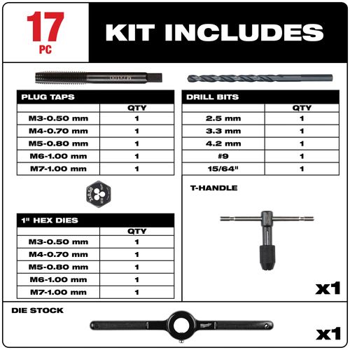 Main product image of 17 piece Metric Tap and Die Set, 49-22-5601