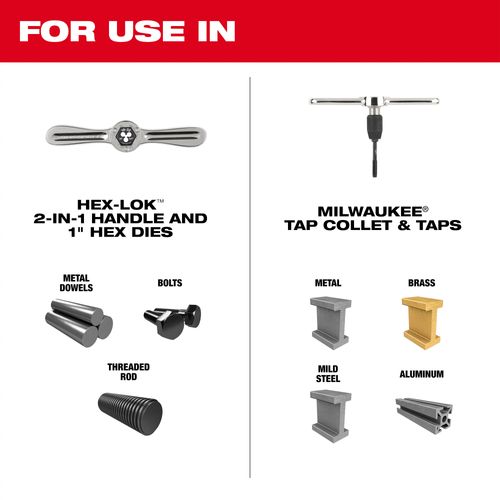 Main product image of 15 Piece SAE Tap and Die Set with HEX-LOK 2-in-1 Handle, 49-22-5602