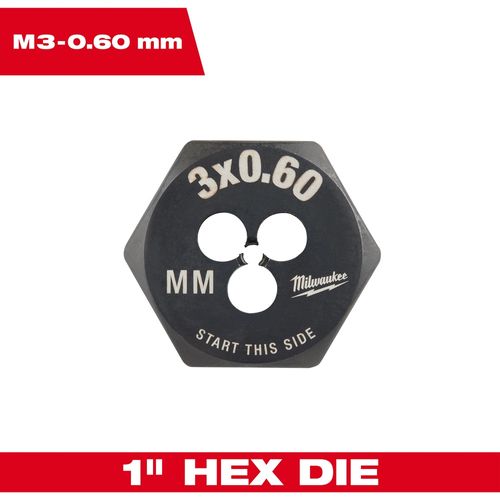 Main product image of M3-0.60 mm 1" Hex Threading Die, 49-57-5310
