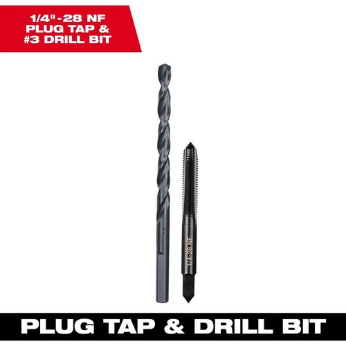 Main product image of 1/4" -28 NF Straight Flute Plug Tap & #3 Drill Bit, 49-57-5538