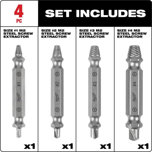 Main product image of 4 Piece M2 Steel Screw Extractor Set, 49-57-9001