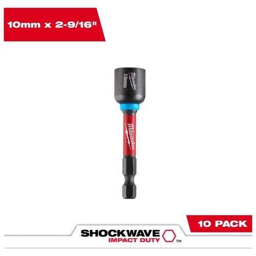 Main product image of SHOCKWAVE Impact Duty 10MM x 2-9/16" Magnetic Nut Driver (Pack of 10), 49-66-0710