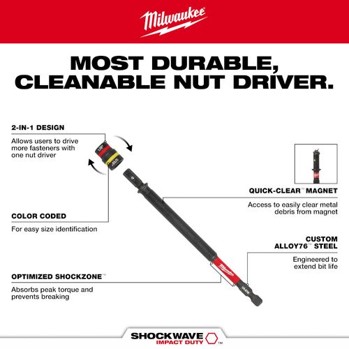Main product image of 1/4" and 5/16" x 6" SHOCKWAVE Impact Duty QUIK-CLEAR 2-in-1 Magnetic Nut Driver