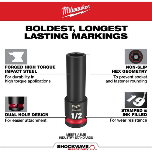 Main product image of SHOCKWAVE Impact Duty 3/8" Drive 3/4" Deep 6 Point Socket, 49-66-6125