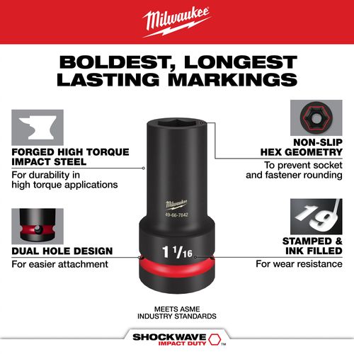 Main product image of SHOCKWAVE Impact Duty 1" Drive 33MM Standard 6 Point Socket, 49-66-6598