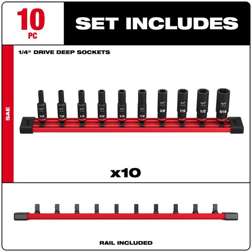 Main product image of 10 Piece SHOCKWAVE Impact Duty SAE Deep 6 Point Socket Set, 49-66-7001