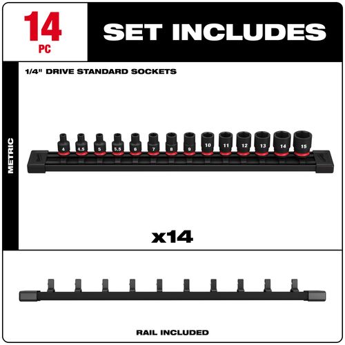 Main product image of 14 Piece SHOCKWAVE Impact Duty Metric Standard 6 Point Socket Set, 49-66-7002