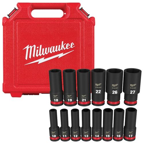 Main product image of 14 Piece SHOCKWAVE Impact Duty 1/2" Drive Metric Deep 6 Point Socket Set, 49-66-7014
