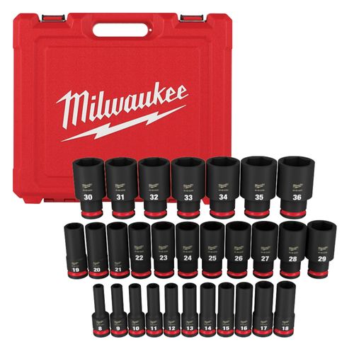 Main product image of 29 Piece SHOCKWAVE Impact Duty 1/2" Drive Metric Deep 6 Point Socket Set, 49-66-7015